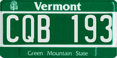 VT license plate CQB193
