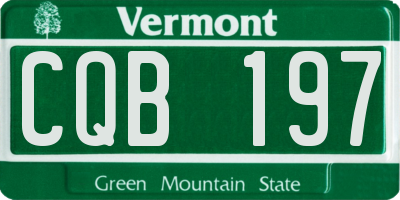 VT license plate CQB197