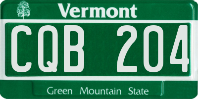 VT license plate CQB204