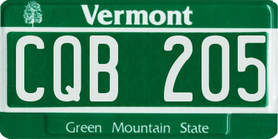 VT license plate CQB205