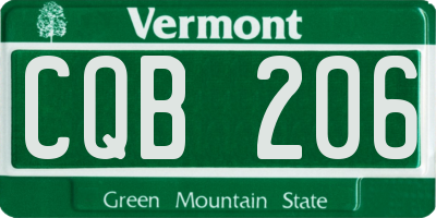 VT license plate CQB206