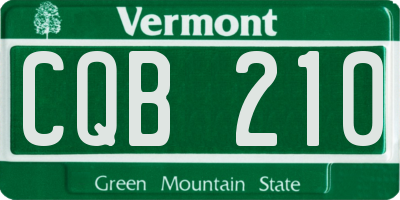 VT license plate CQB210