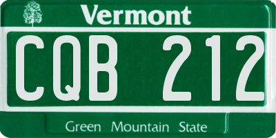 VT license plate CQB212