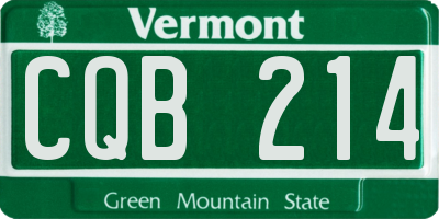 VT license plate CQB214