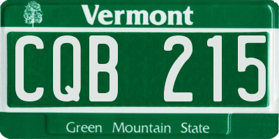 VT license plate CQB215