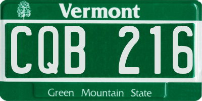 VT license plate CQB216
