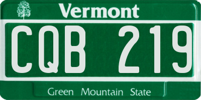 VT license plate CQB219