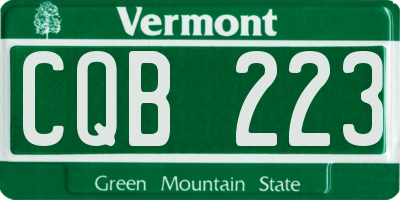 VT license plate CQB223