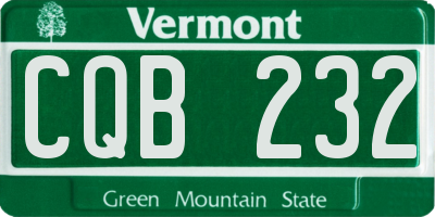 VT license plate CQB232