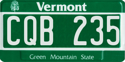 VT license plate CQB235