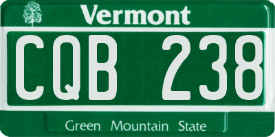 VT license plate CQB238