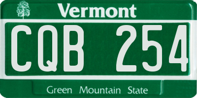 VT license plate CQB254