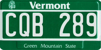 VT license plate CQB289