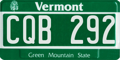 VT license plate CQB292