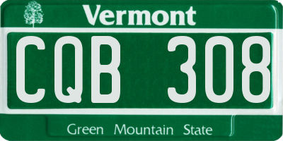VT license plate CQB308