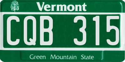 VT license plate CQB315