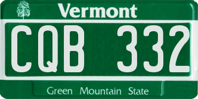 VT license plate CQB332