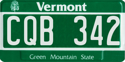 VT license plate CQB342