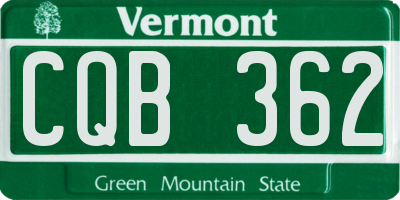 VT license plate CQB362