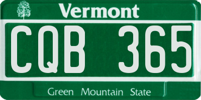 VT license plate CQB365