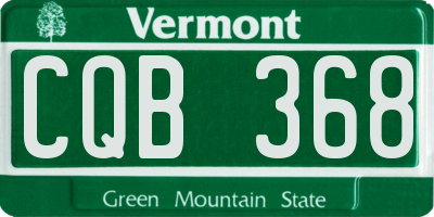VT license plate CQB368
