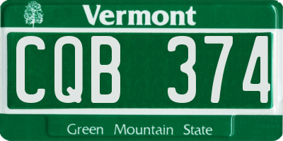 VT license plate CQB374