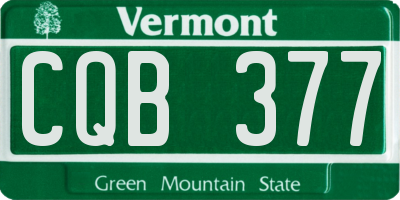 VT license plate CQB377