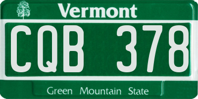 VT license plate CQB378