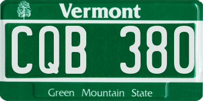 VT license plate CQB380
