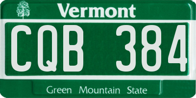 VT license plate CQB384