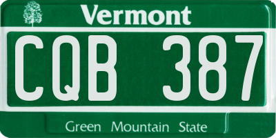 VT license plate CQB387