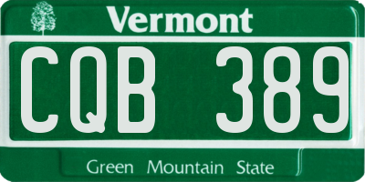 VT license plate CQB389