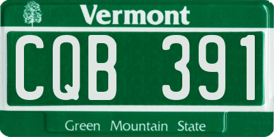 VT license plate CQB391