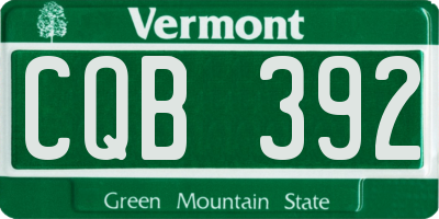 VT license plate CQB392