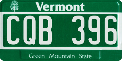 VT license plate CQB396