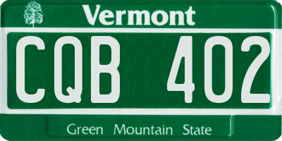 VT license plate CQB402
