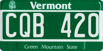 VT license plate CQB420