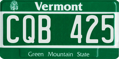 VT license plate CQB425
