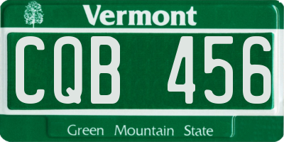 VT license plate CQB456