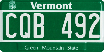 VT license plate CQB492