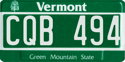 VT license plate CQB494