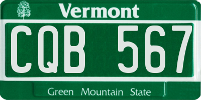 VT license plate CQB567