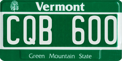 VT license plate CQB600