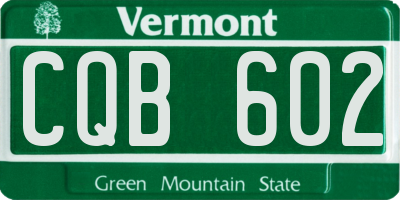 VT license plate CQB602