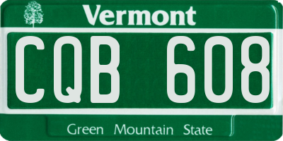 VT license plate CQB608