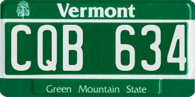 VT license plate CQB634