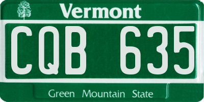 VT license plate CQB635