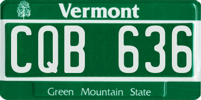 VT license plate CQB636