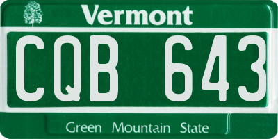 VT license plate CQB643