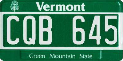 VT license plate CQB645